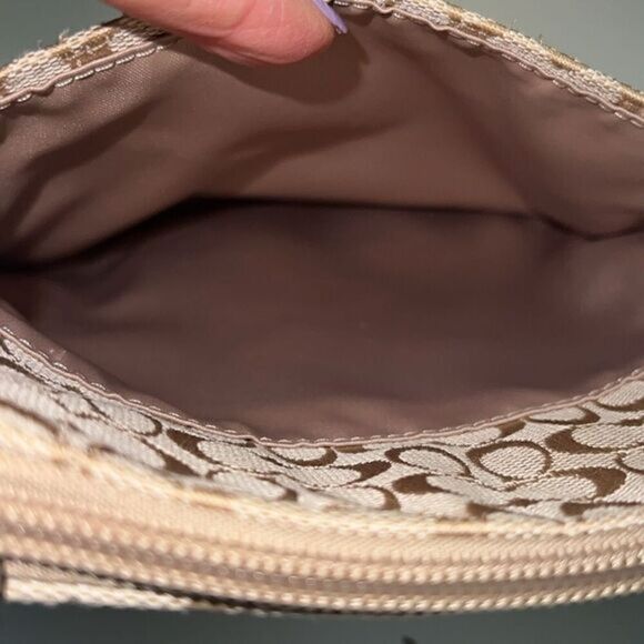 Coach Tan and White Patent Leather C Signature Crossbody Bag - Picture 14 of 16